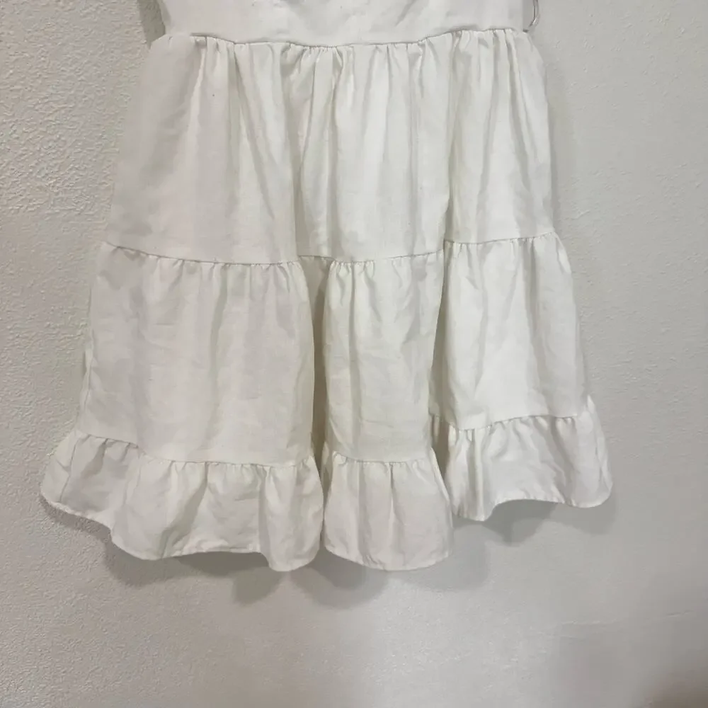 Lulus Tier-ly Delightful White Tie-Strap Tiered Bustier Mini Dress Size Small - Picture 5 of 12